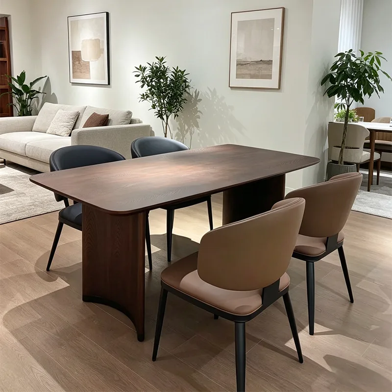 Italian minimalist dining table household living room modern minimalist solid wood diningtable tableand chairs light luxury co