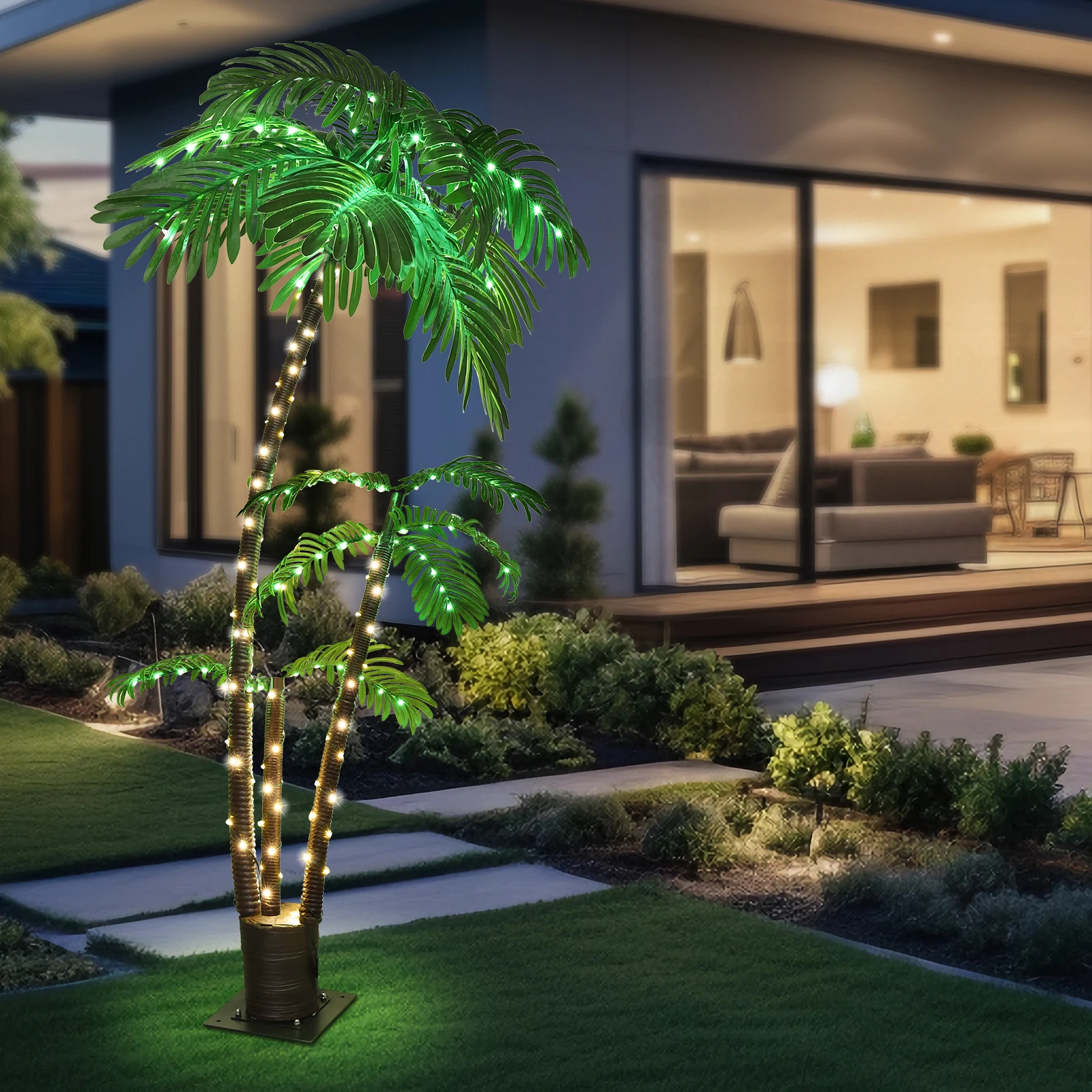 Palmera Artificial con luz Solar para decoración navideña, 6 pies, LED, Tiki Bar