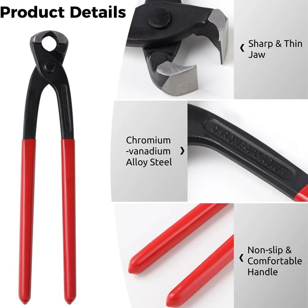 Single Ear Hose Clamp Pliers, 10-inch Double Ear Clamp Pliers, Ear Clamp Crimping Tool, Nail Puller Remover, Iron Wire Cutting