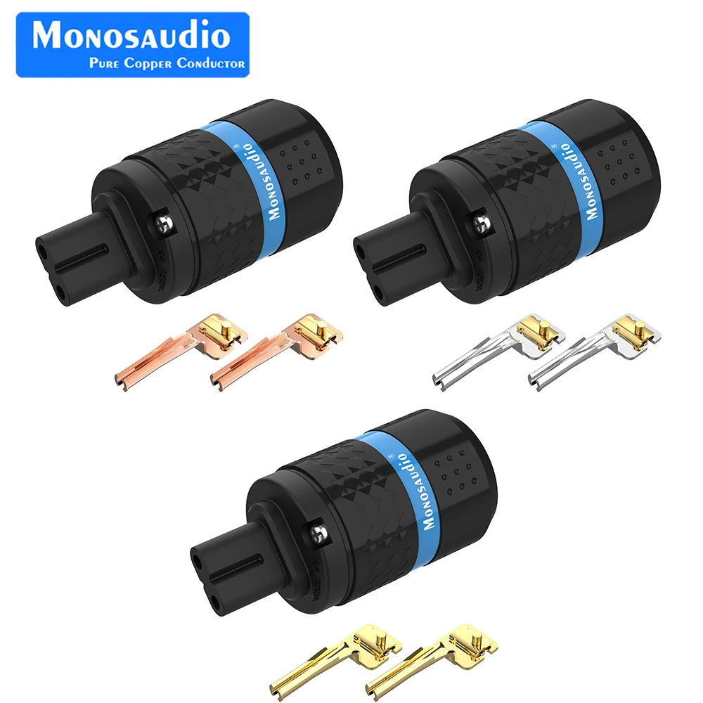 Monosaudio-موصل أنثى مطلي بالروديوم مطلي بالذهب النقي ، رقم 8 عالي الجودة ، مقبس IEC ، سماعة يدوية ، خط طاقة أمبير ، F180 ، 2 ، 4 ، 6