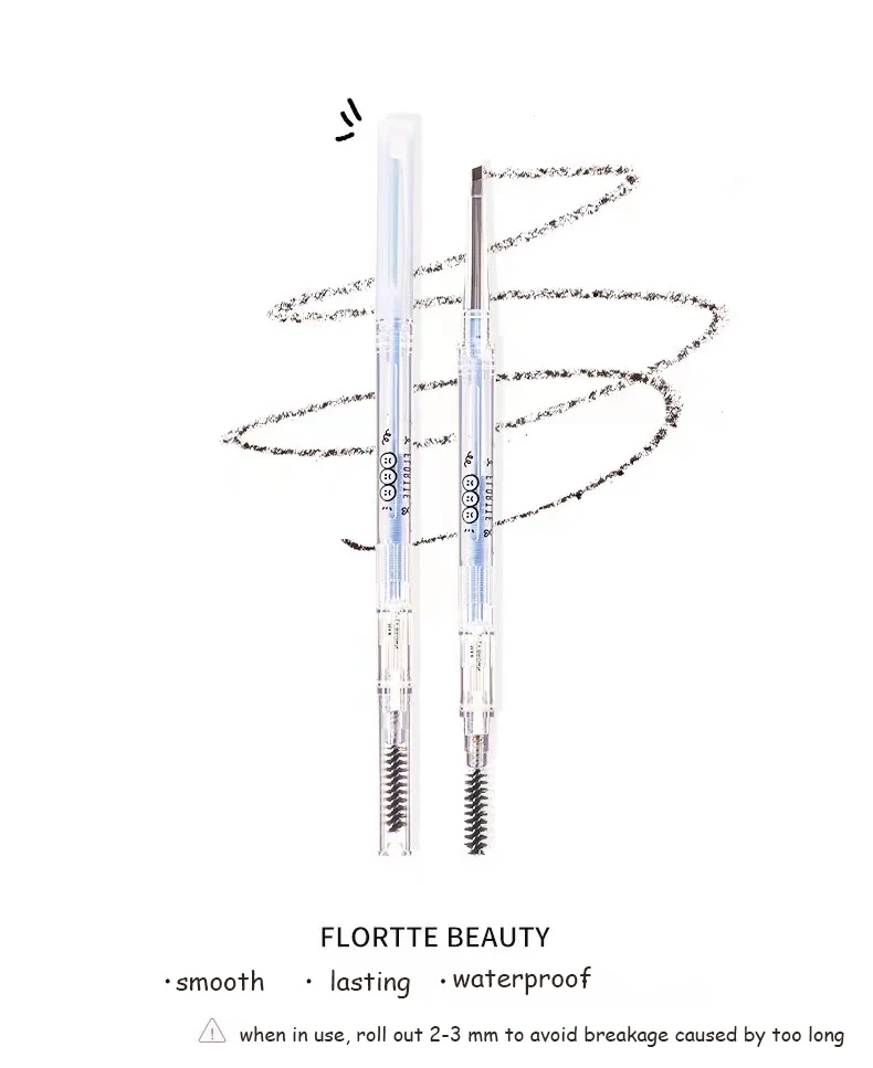 Flortte Eyebrow Pencil Moon Institute Double-head Superfine Waterproof Smudge-proof Eyebrow Pen With BrushMakeup Cosmetic