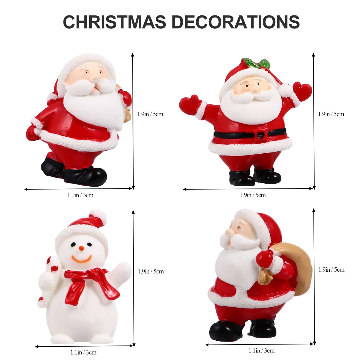 12Pcs Snowman Resin Decorations Christmas Micro Landscape Ornament Set for Mini Scene Crafting Moss Ball Terrariums Office Desk