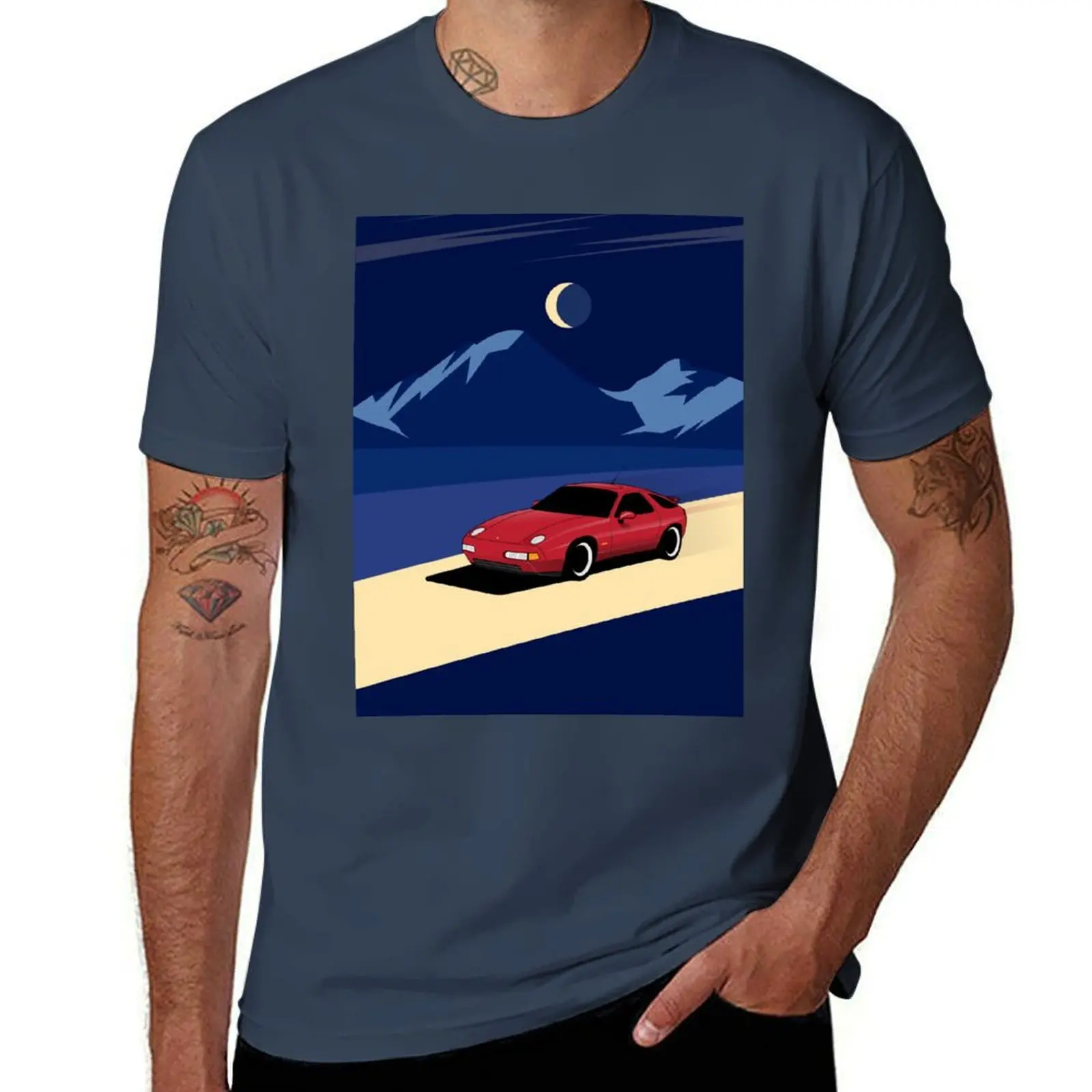 

Porsche 928 Red Mountain Road Art T-Shirt korean fashion rapper graphic tees basketball graphic tees Men's t-shirts