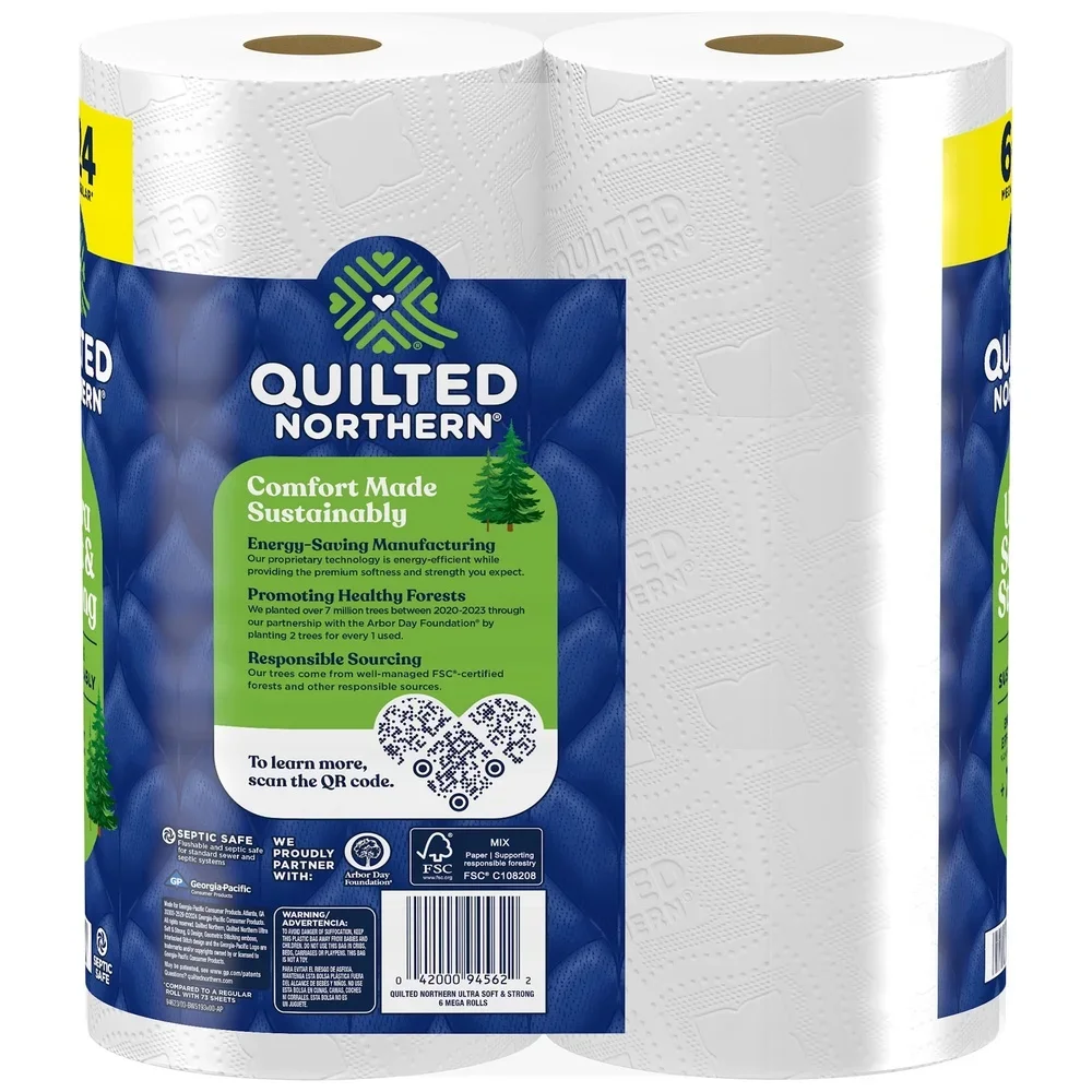 ورق تواليت قوي للغاية مكون من طبقتين 6 لفات ميجا 295 ورقة لكل شجرة صرفية آمنة وغير معطرة وأقوى ومتينة وصديقة للبيئة