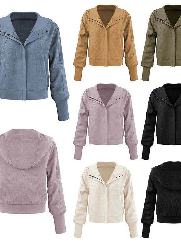 Felpa con cappuccio casual da donna con cerniera e bottoni Street Sle Felpa comoda streetwear estate nuovo arrivo pezzo unico