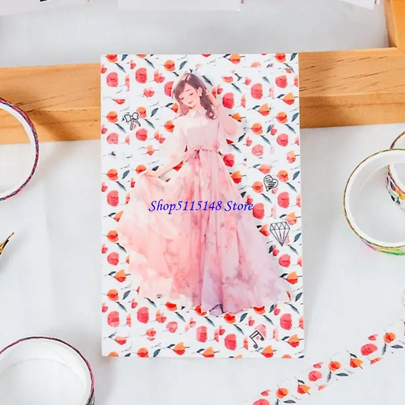 F3MA 5rolls美学テープ花の装飾テープノートブックジャーナルフォトアルバム10mmx2mのロール