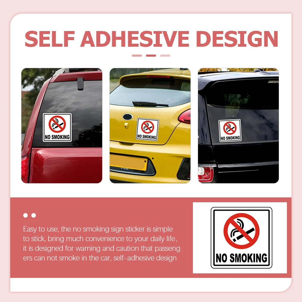 

6Pcs No Smoking Sign Stickers Premium Pet Self-Adhesive Car Warning Decals Waterproof Scratch-Resistant No Smoking Sign Stickers