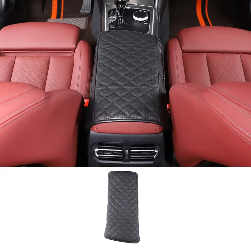 1Pc Lattice Leather Center Console Armrest Cover Interior Protector For BMW 3 Series 2020-2022