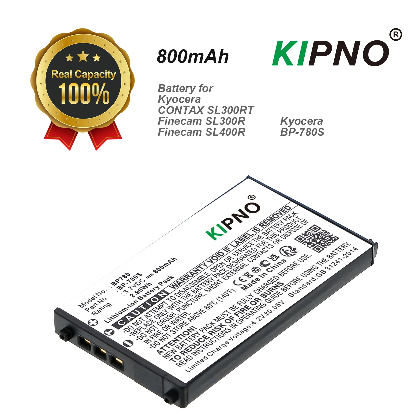 KIPNO 800mAh 3.7V Camera Battery BP-780S Compatible with Kyocera CONTAX SL300RT Finecam SL300R SL400R CS-BP780