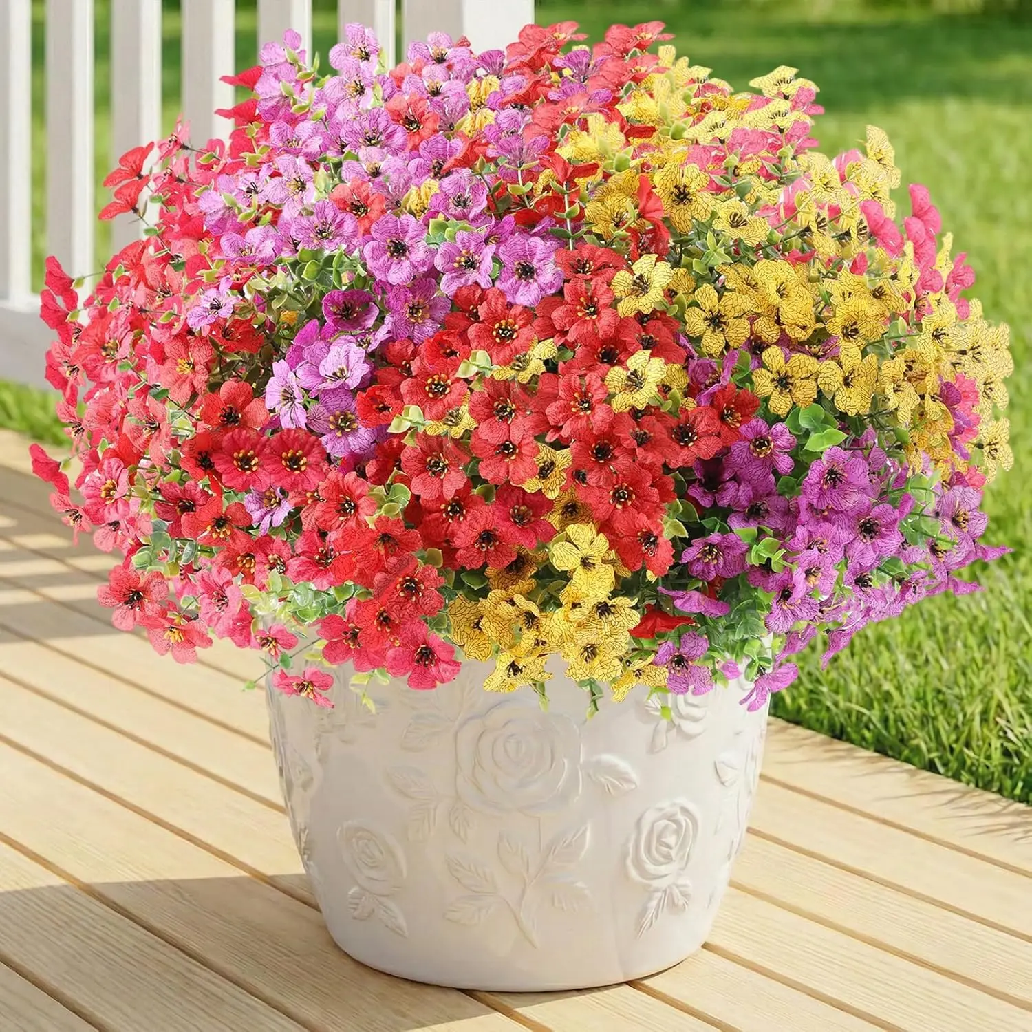 

Artificial Flowers Outdoor Fake Plants, Faux Silk Flowers Plastic Plants for Outdoors Indoor Outside Front Porch Hanging