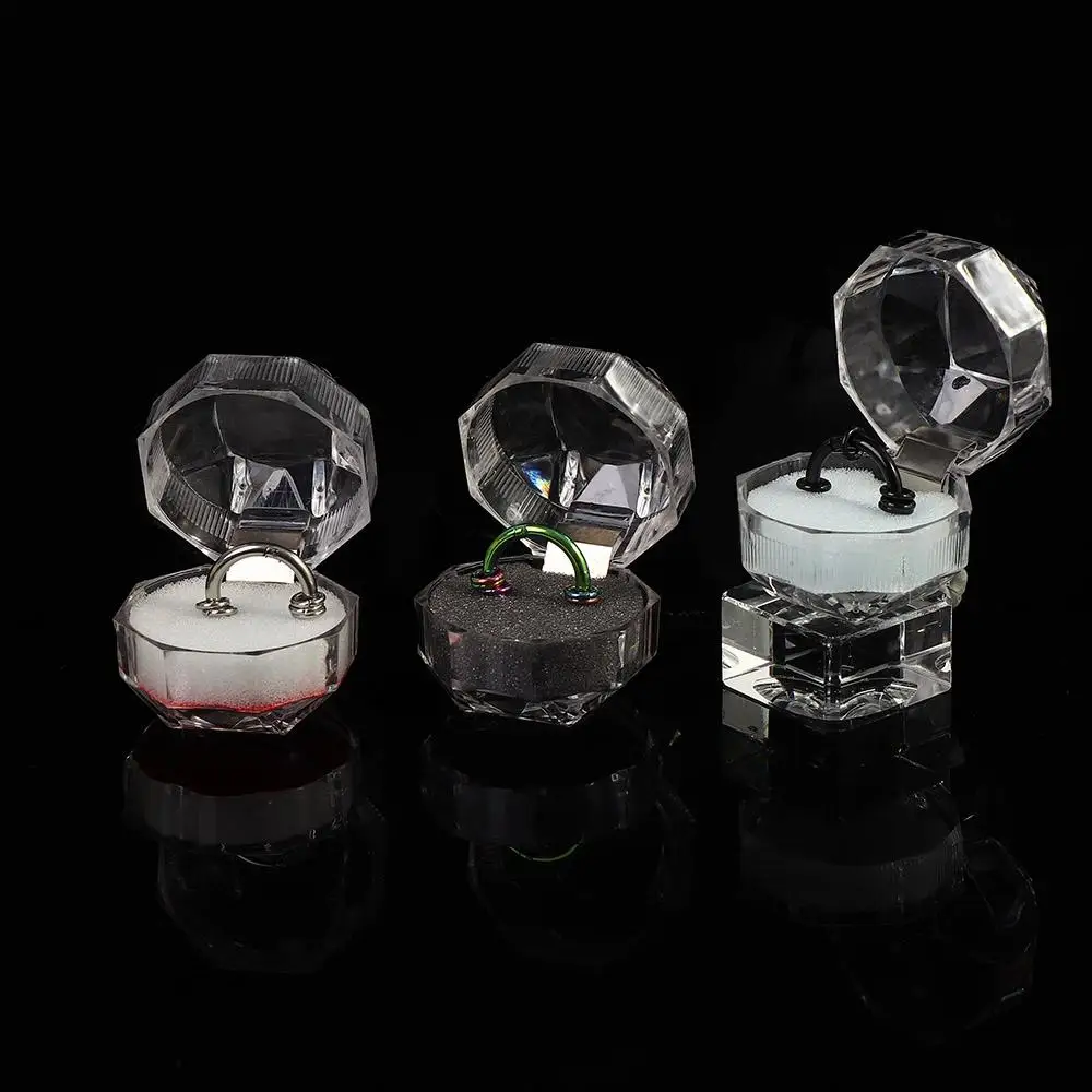 

Fashion Beautiful Clear Crystal Ring Box Jewelry Box Organizer Display Case Earrings Brooch Storage