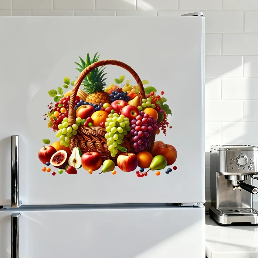 Fruit Basket Variety of Fruits Stickers Adhesive Decals Kitchen Fridge Wall Decor Home Background Decorations B139
