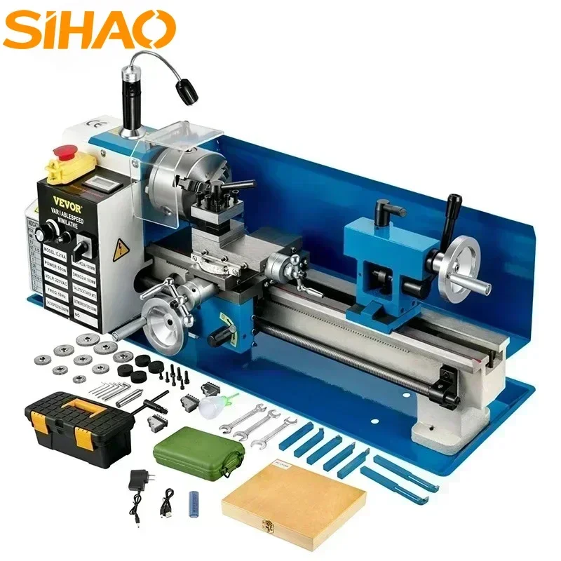 7x14 Inch Mini Metal Lathe 550W, Variable Speed 2250RPM Precision Benchtop Lathe for Metal Turning Threading Drilling DIY Workshop Home Garage