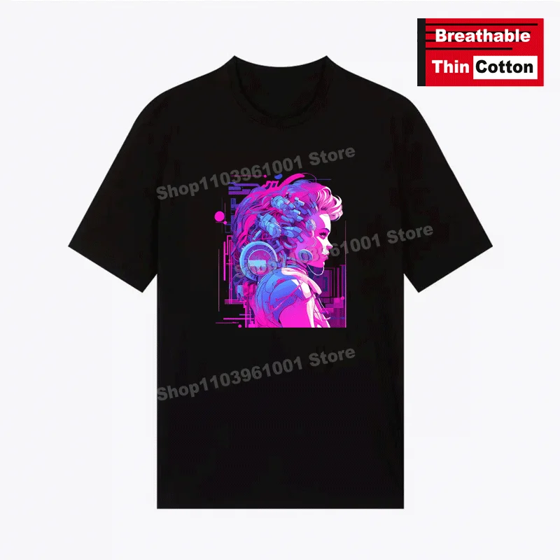 

Breathable Thin Cotton T-Shirt Cyber Punk Print Shirts Tops y2k Harajuku Hip Hop Casual Men's/Women's Street Short Sleeve Tees