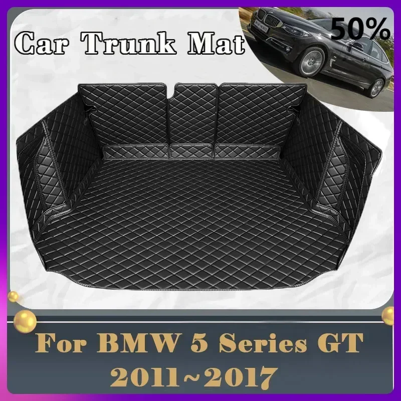 Car Trunk Mat For BMW 5 Series GT 2011~2017 Dirt-resistant Fully Trunk Mat Rear Cargo Tray Car Accessories Gran Turismo 2016