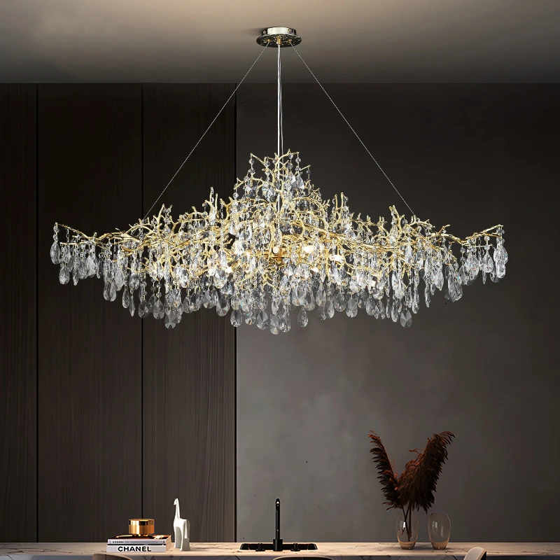 

Modern Luxury Crystal Chandelier Hanging Living Room Lamp Dining Table Silver/Gold Branch Chandeliers for Kitchen