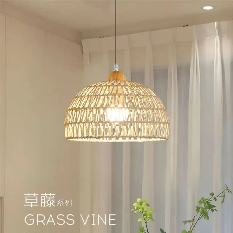 Japanese-style Hemp Rope Woven Pendant Light Homestay Pastoral Restaurant Bar Counter Tea Room Bedroom Study Handmade Chandelier
