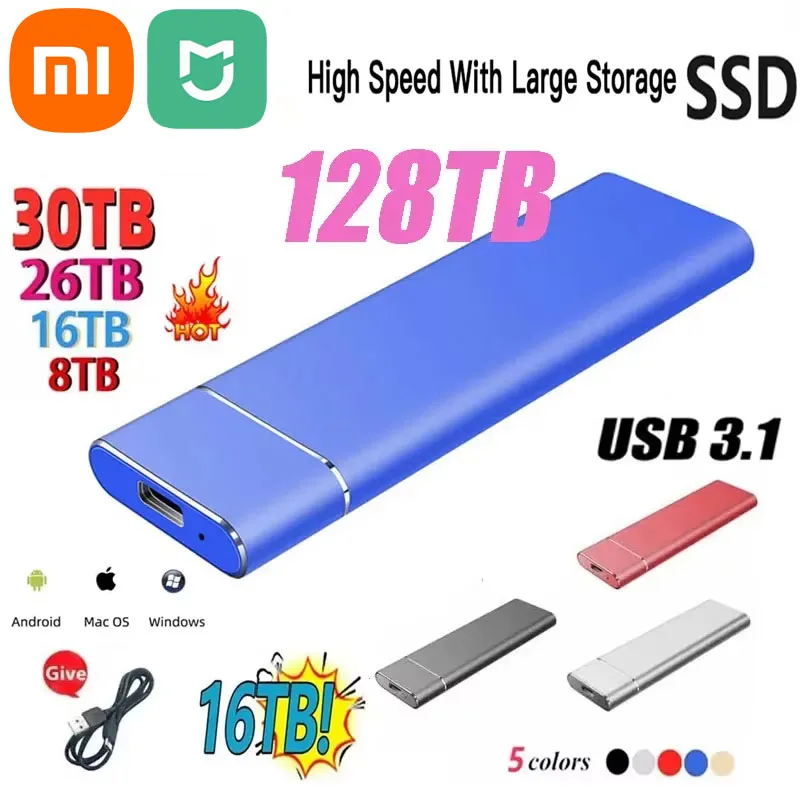 XIAOMI MIJIA Внешний мобильный твердотельный накопитель Портативный USB TypeC Mini Slim Высокоскоростное устройство флэш-памяти с переносом