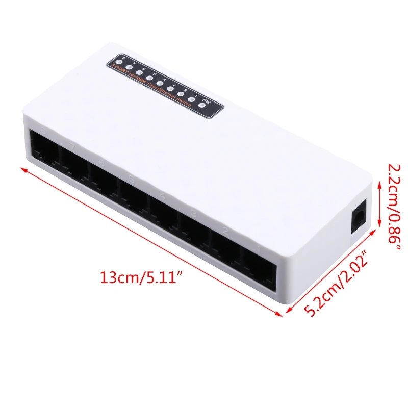 tablet-EU Plug 8-RJ45 Port 10/100Mbps Ethernet Network Switch HUB Desktop Mini Fast LAN Switcher Adapter