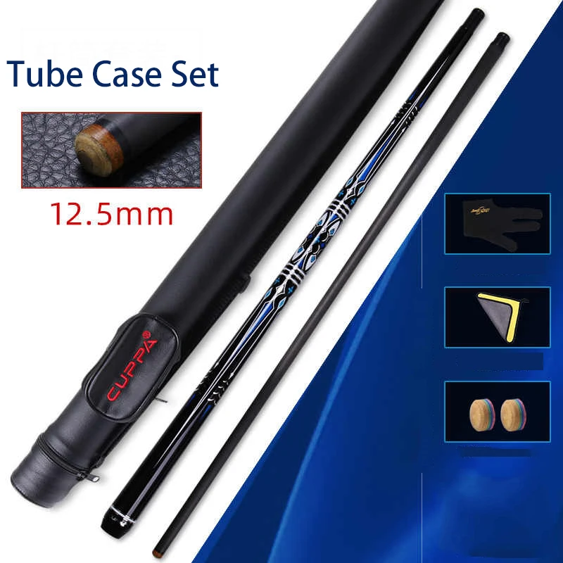 

2023 New Cuppa Pool Cue Stick Carbon Fibre Shaft Digital decal 12.5mm Tip Size With Pool Cue Case Set