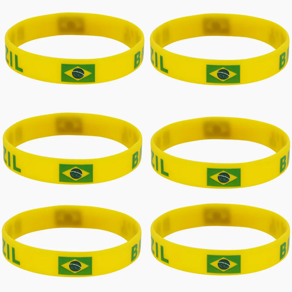 

Wholesale 80pcs Brazil Flag Silicone Bracelets Sports Game Wristbands National Wrist Strap for Men Women Rubber Band Accessories