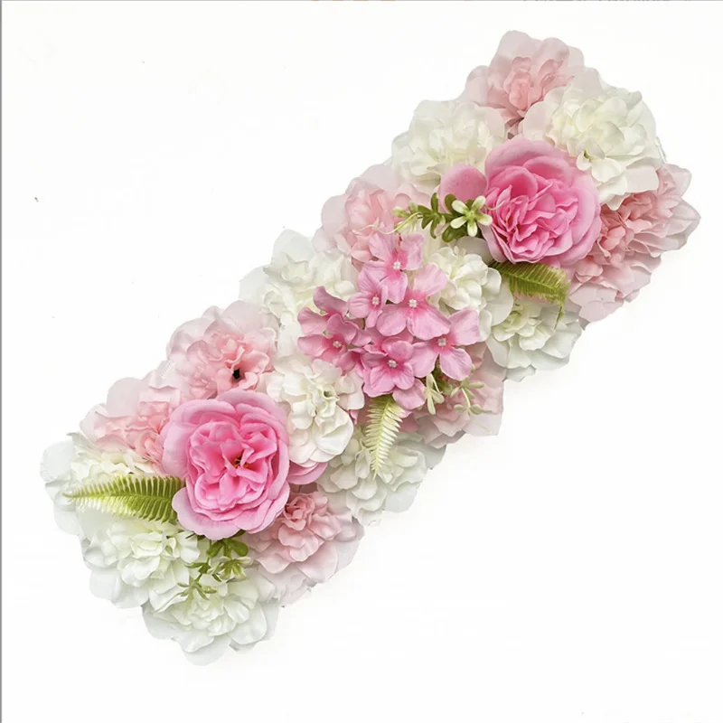 Wedding Flower Wall Arrangement Supplies Silk Rose Artificial Floral Row Decor Marriage Iron Arch Backdrop Flower Row