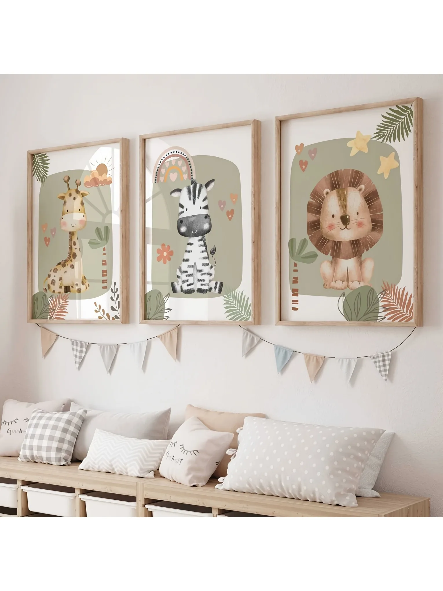 3 pièces/ensemble girafe Lion & zèbre Animal toile impression Safari mur Art maternelle affiche pour salon moderne pépinière décor à la maison