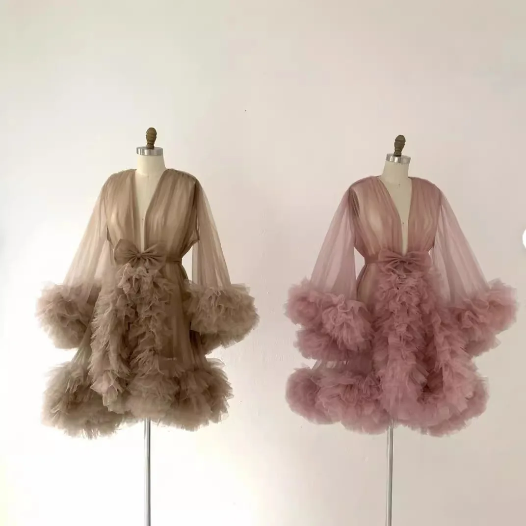 

US0-24W Evening Dresses Mesh Morning Gown Dress Women Maternity Photo Shoot Outfit Short Mesh Dress Pleated Skirt Elegant Dress