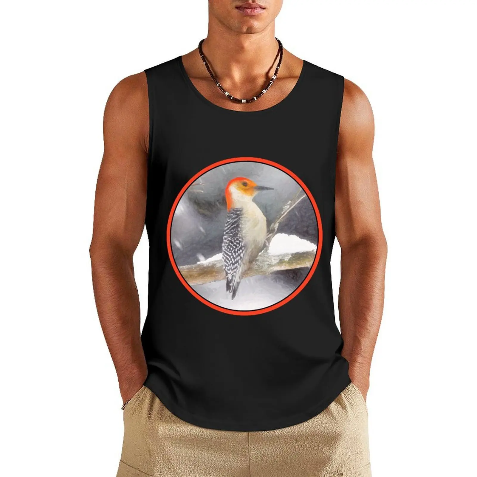 

Red-Bellied Woodpecker - Original Art Tank Top gym Men's t-shirts Men's gym clothing anime top