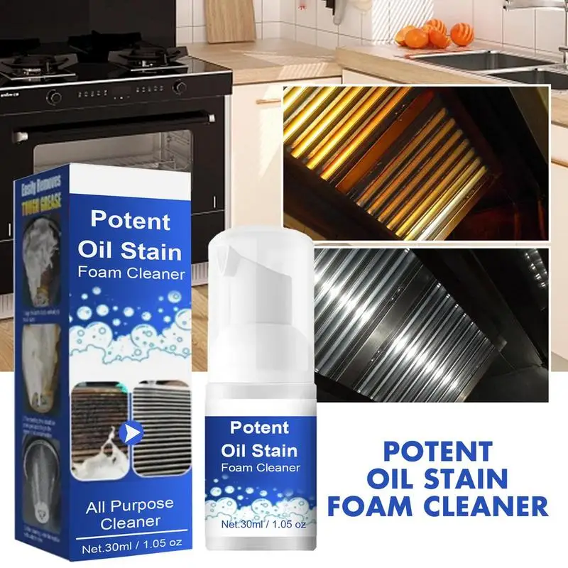 Bubble Cleaner Foam Spray 30ml Household Cleaning Spray Oil Stain Remover Glass Stovetop Cleaner Cleaning Tool For Stoves