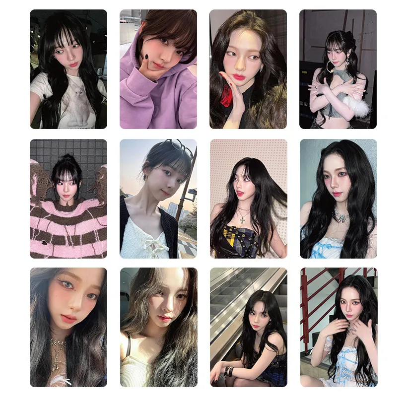 مجموعة ملصقات K-pop DIY (55 ورقة) - بطاقات KARINA Glow-in-the-Dark LOMO لحافظات iPhone/مجلات Bullet (متجر Anime Worlds)