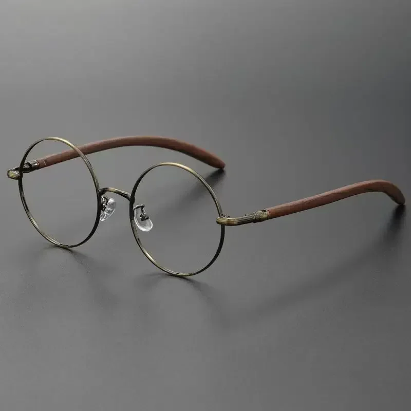 レトロスタイリッシュな非処方箋プレーンメガネ男性女性ファッションフェイシャルアクセサリーカジュアルブルーライトブロックラウンドフレーム眼鏡