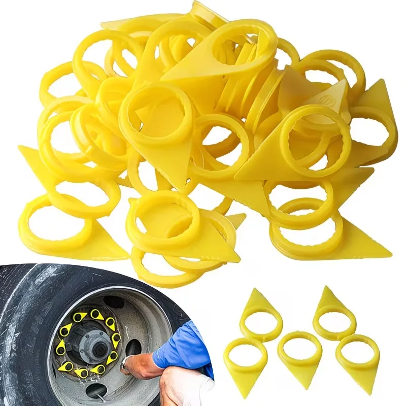 50Pcs Yellow Wheel Nut Check Indicators High-Visibility HYB32 Nut Torque Indicator 32mm For Trucks Trains Car Exterior Accessory