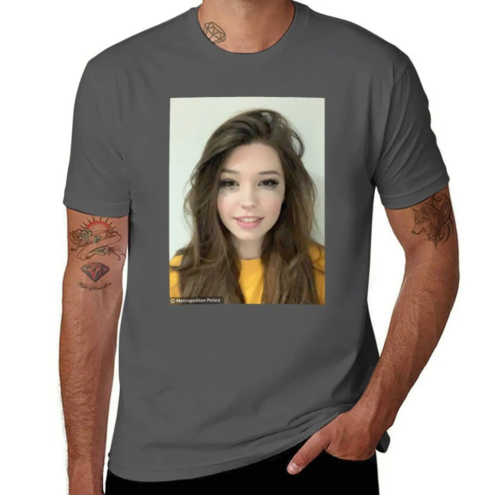 

Belle Delphine Mugshot T-Shirt t shirts for man graphic funny cotton tshirt 100% graphic t shirts for man T-Shirt