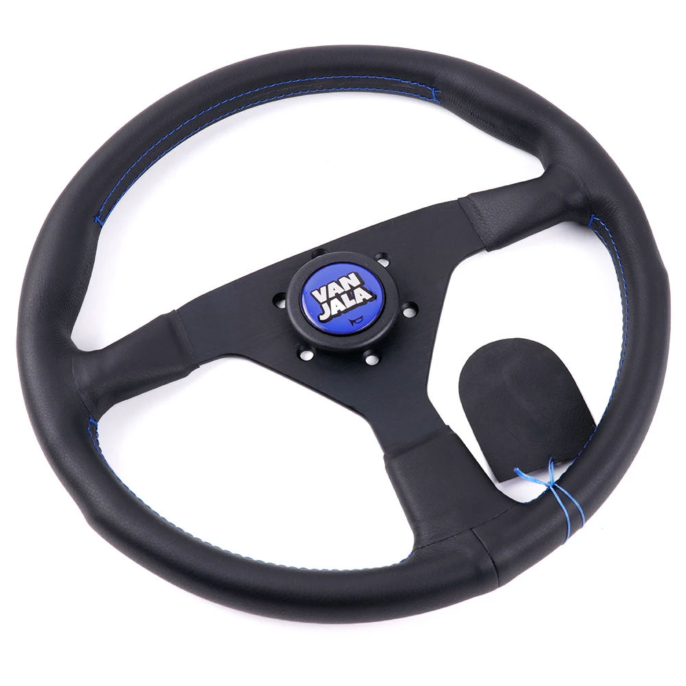 VANJALA 350mm/14'' Genuine Leather Thickened Spoke Sport Steering Wheel fit for MOMO OMP HKB NRG D1 hub