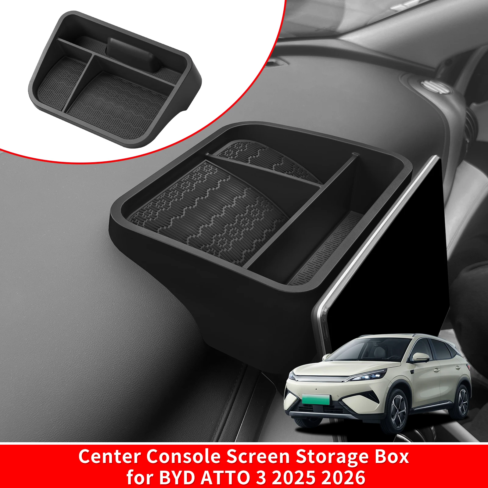 

for BYD ATTO3 ATTO 3 YUAN PLUS 2025 2026 Car Dashboard Storage Tray Display Screen Rear Storage Box Tray Organizer Accessories