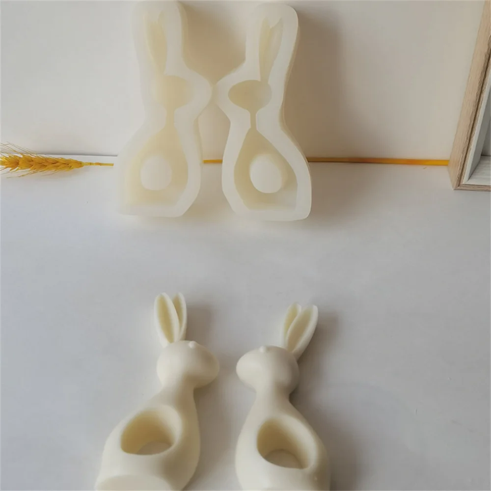 3d Easter Bunny Candle Silicone Mold Cute Rabbit Aromatic Candle Plaster Mould Diy Handmade Soap Making Tool Baking Cake Decor