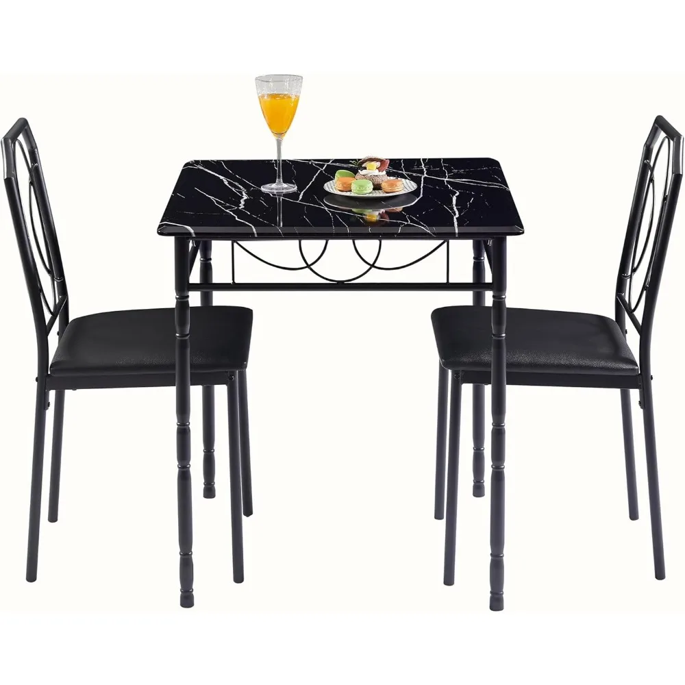 

3 Piece Dining Table Set for 2, Dinette with Chairs for Kitchen, Breakfast Nook, Small Space,Easy Assembly