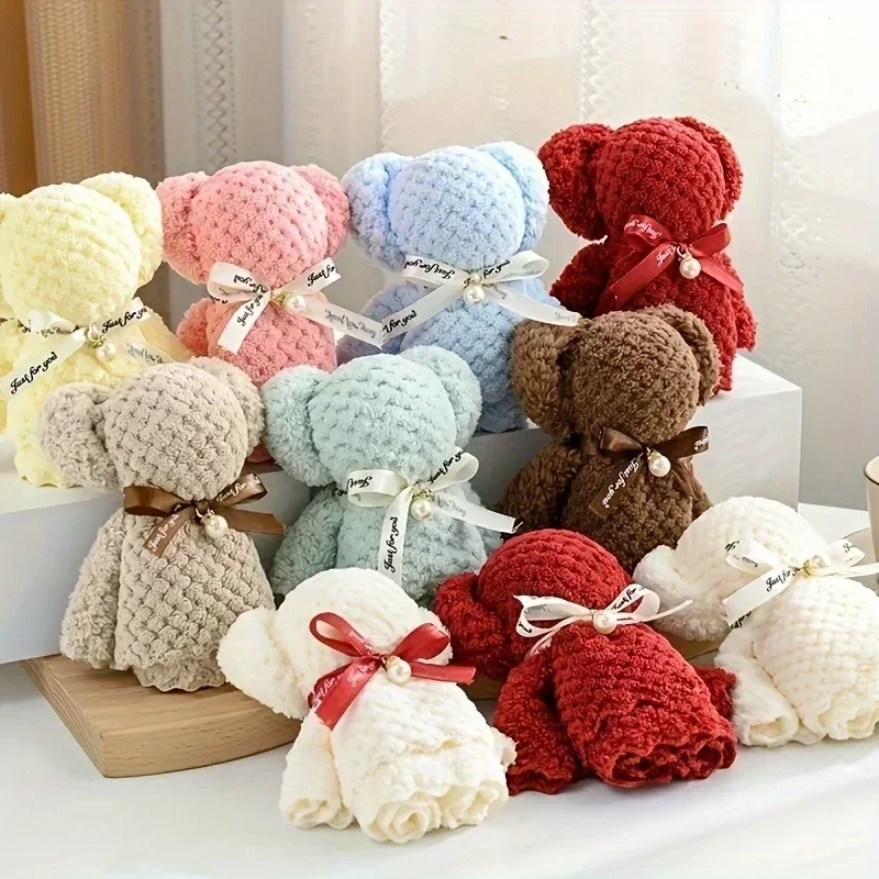 20pcs Cute Bear Towel Gift Set with Transparent Bags - Perfect for Weddings, Birthdays, Mother\'s Day & Christmas Party Favors