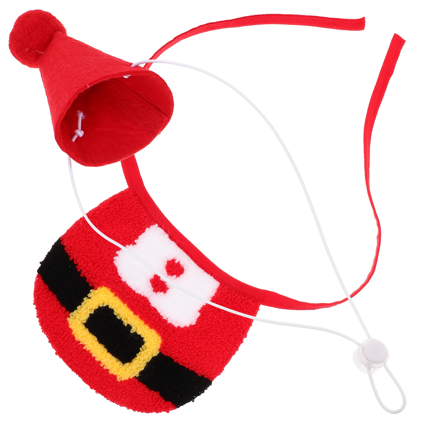 

Christmas Hat Bib Set Pet Headdress Small Headwear Clothes Bibs Costume Accessories Party for Flannel Cosplay Has