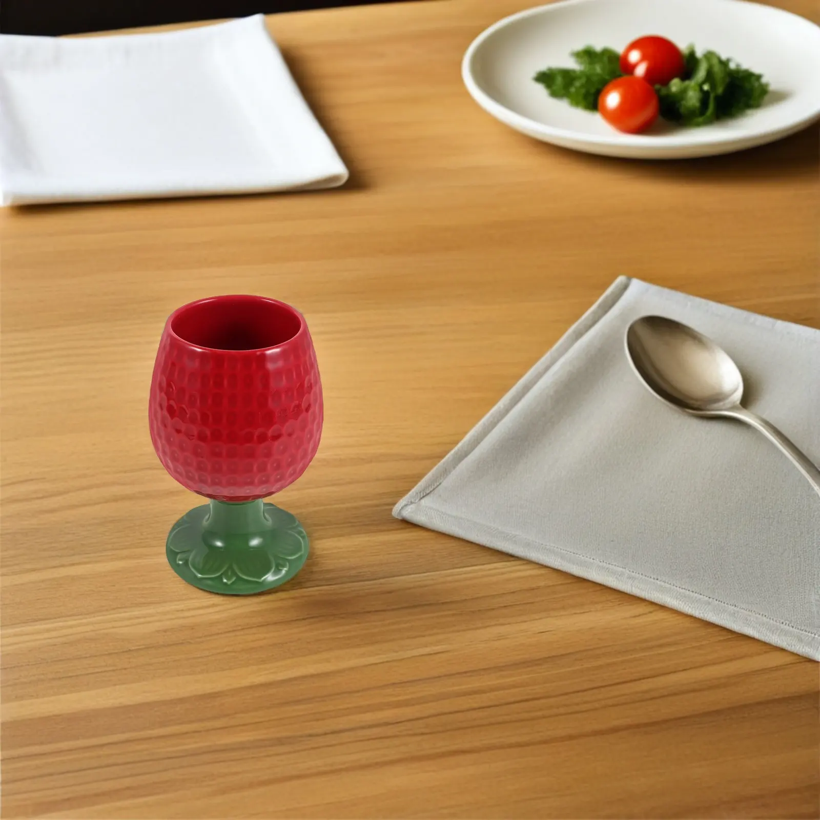 

300Ml Ceramic Goblet Strawberry Design High Footed Wine Glass for Parties Coffee Tea Sake Cocktails Decorative Bar Drinkware