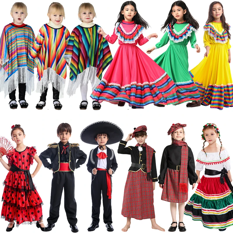 Halloween Ethnisches Kostüm Naher Osten Schottland Bühnenaufführungskleidung Kindertag Sechs-Eins Nationalbühnenoutfits