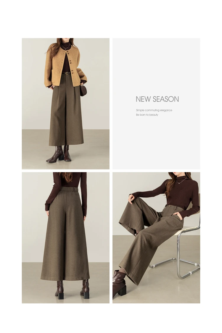 SENTUBILA Women's Ankle-Length Pant 2026 Autumn Elastic Waist Pleated Trousers Loose Fit Office Commuter Bottoms 154K58799