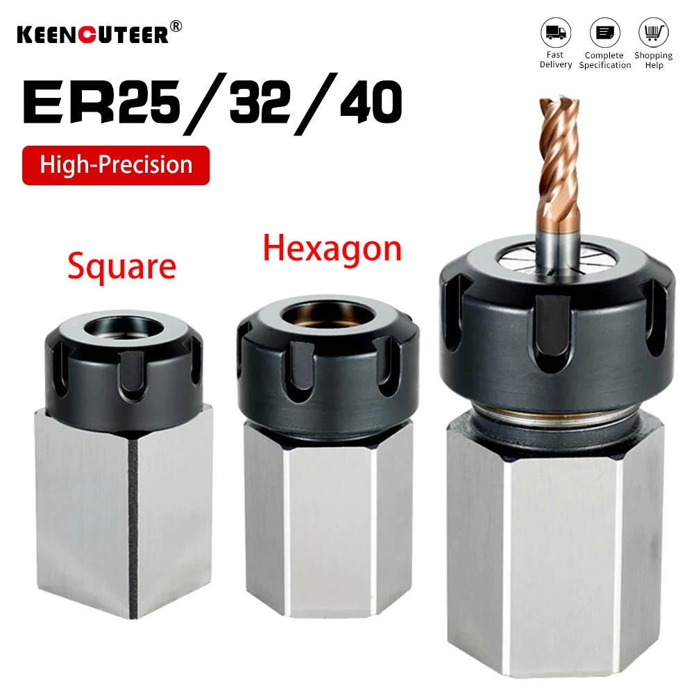 ER Square Hex Collet Chuck Holder ER/25/32/40 for CNC Lathe Engraving Machine Workholding Holder