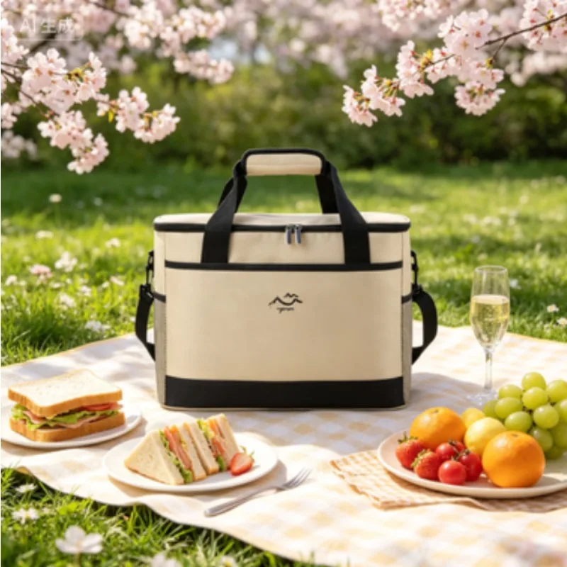 Large Capacity Insulated Cooler Bag Portable Thermal Lunch Bag for Outdoor Picnic Camping Food Fresh