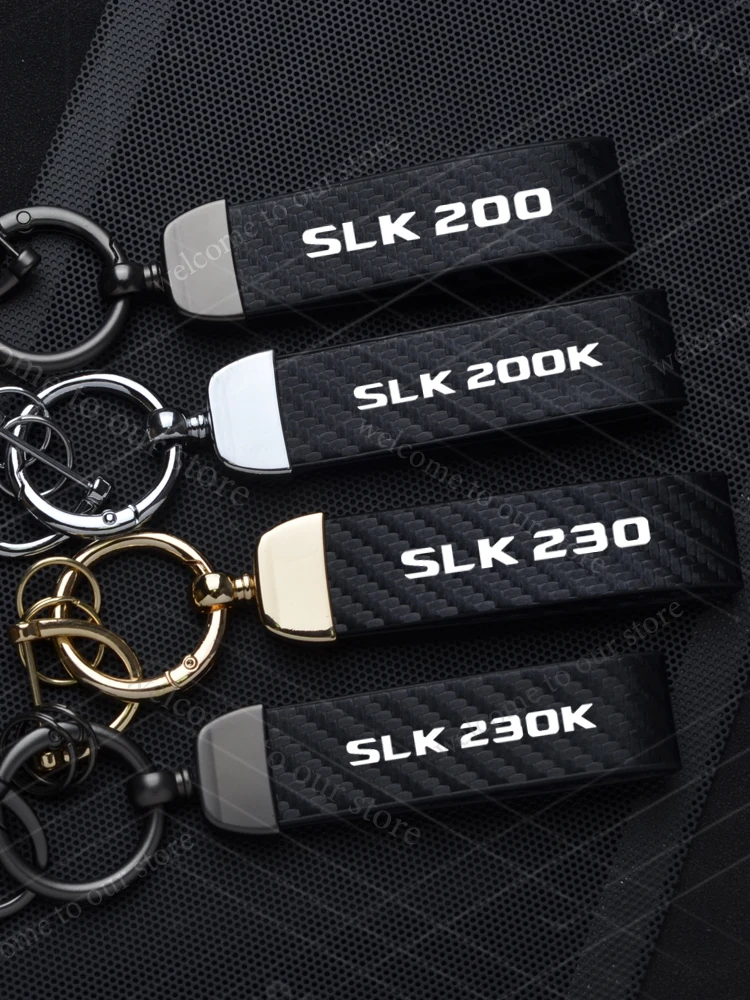 Pour Mercedes Benz SLK200 SLK200K SLK230 SLK230K Logo emblème voiture en Fiber de carbone cuir en alliage de Zinc porte-clés microfibre porte-clés