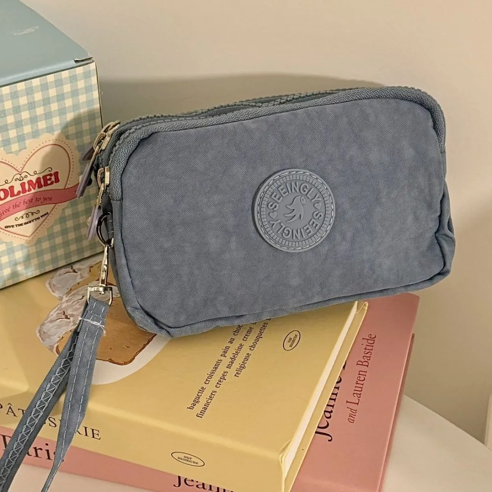 

Letter Short Zipper Coin Purse Large Capacity Nylon Handbag Simple Money Bag With Lanyard Card Holder Men Cloth Wallet Shopping