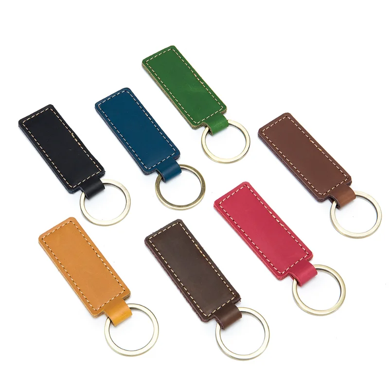 Key Chain Leather Pendant Handmade Vintage Gift Cowhide Car Key Chain Key Holder Wallet Simple Sewing Process