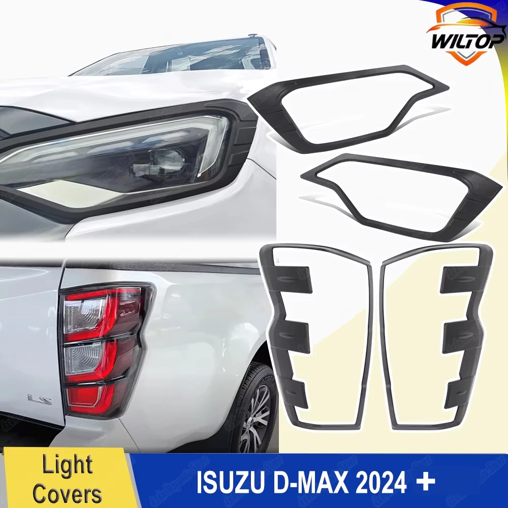 

Matte Black Headlight Tail Light Covers for ISUZU D-MAX DMAX 2024 2025 2026 Front Rear Lamp Hoods ABS Car Exterior Accessories