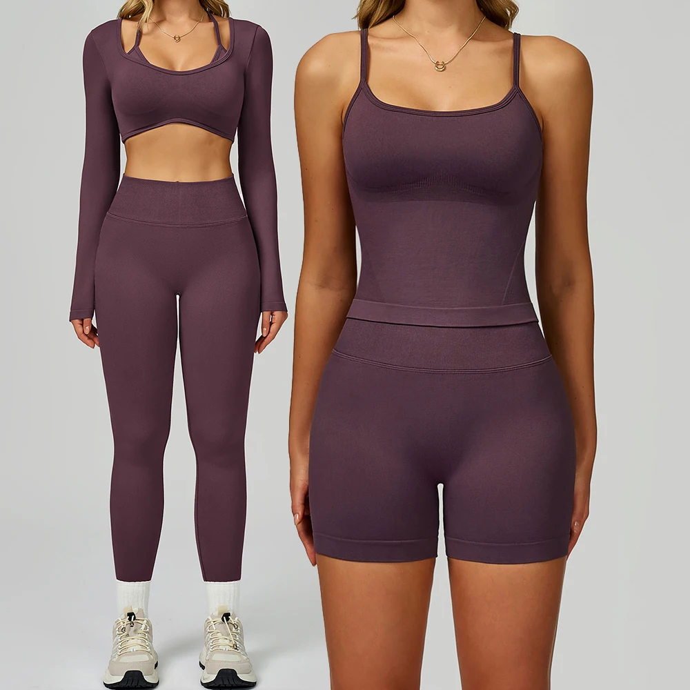 

Seamless Yoga Suit 2PCS Gym Set Sportswear Women Sports Bra High Waist Leggings Shorts Outfit Fitness Workout Clothes Tracksuits